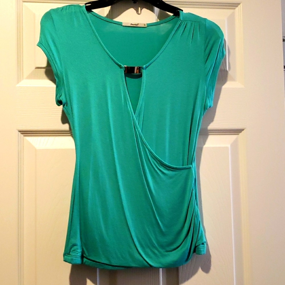 Papaya Faux-wrap Top